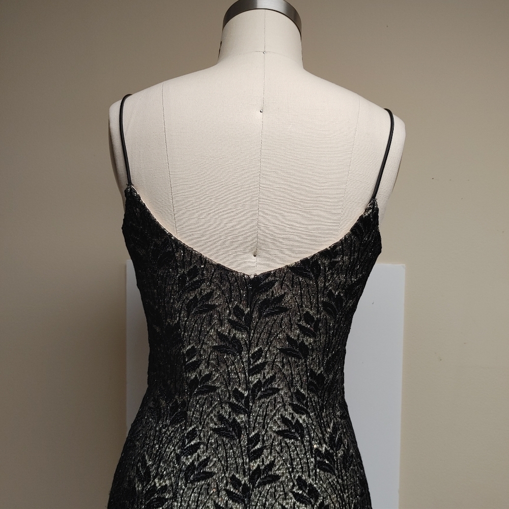 Bari Jay Black Lace with Gold Lame Underlay Evening Dress & Bolero sz 4/6 - Picture 8 of 15
